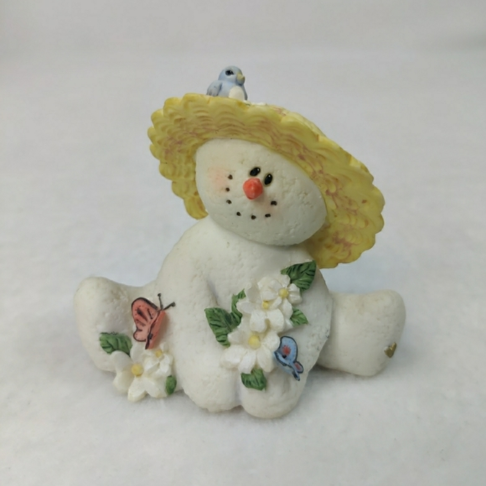 1998 Sarah’s Attic Snowonders May Snowman Figurine‎ Spring Flowers Butterflies
